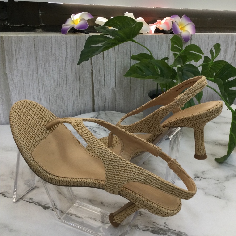GUC Tan Woven Slingback Heels - Women Shoes